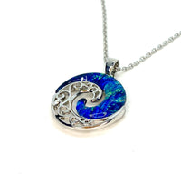 Blue Green Lab Opal Ocean Swirl Necklace