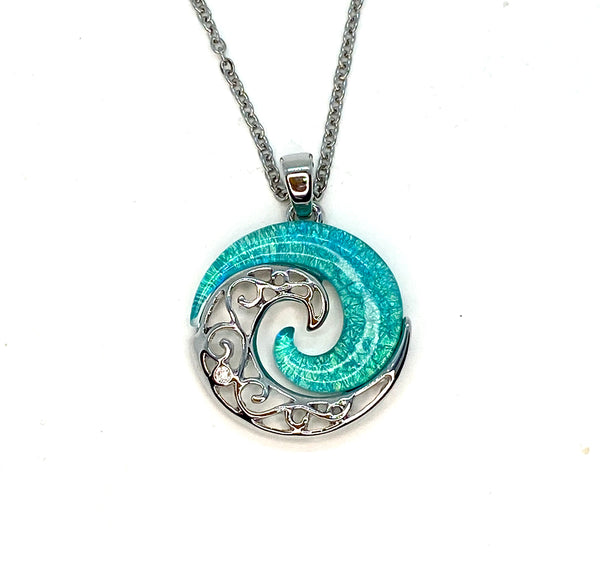Blue Lab Opal Ocean Swirl Necklace